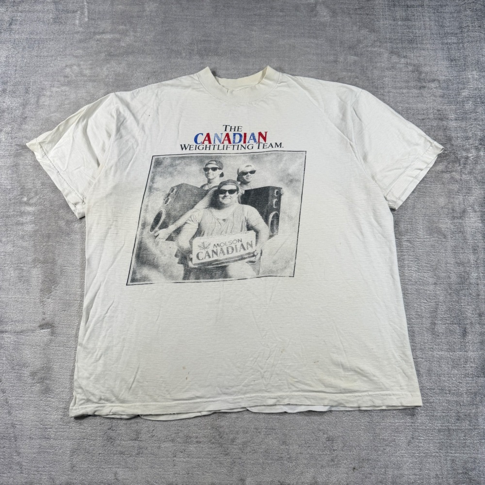 Vintage Molson Canadian Shirt Men XL White Graphic Humor Beer Retro Tee